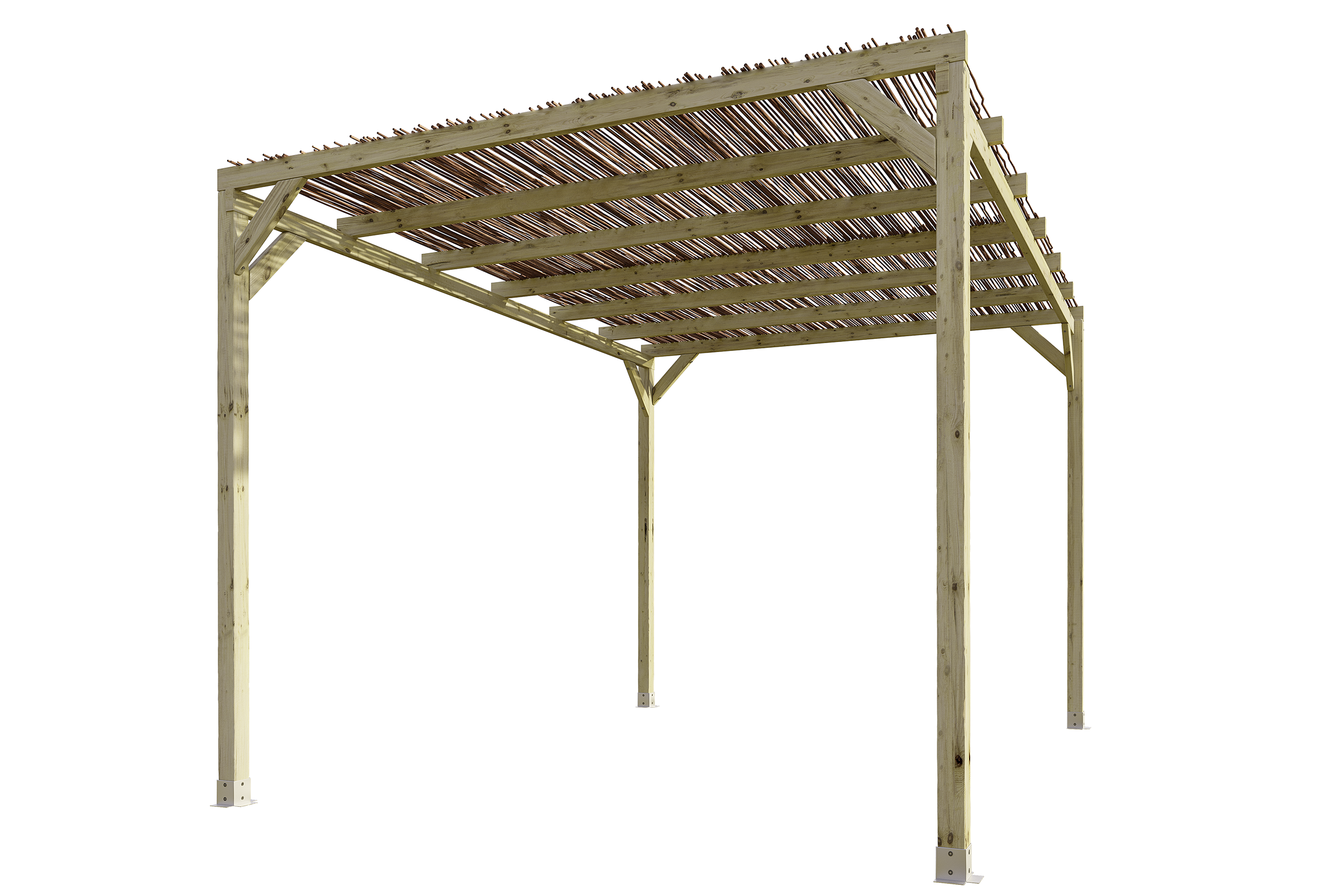 1-4 Pérgola Maciza 4x3 con Mimbre - Imagen 1