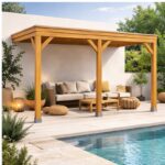 Pérgola madera laminada 6x3 Techada Anexada